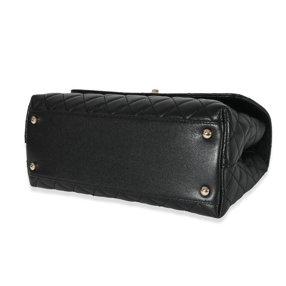 Chanel Black Quilted Caviar Medium Coco Top Handle Flap Bag - Picture 7 of 8